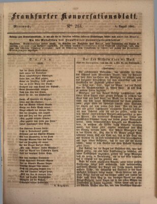 Frankfurter Konversationsblatt (Frankfurter Ober-Post-Amts-Zeitung) Mittwoch 4. August 1841
