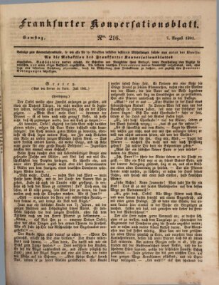 Frankfurter Konversationsblatt (Frankfurter Ober-Post-Amts-Zeitung) Samstag 7. August 1841