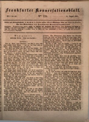 Frankfurter Konversationsblatt (Frankfurter Ober-Post-Amts-Zeitung) Mittwoch 11. August 1841