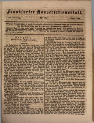 Frankfurter Konversationsblatt (Frankfurter Ober-Post-Amts-Zeitung) Donnerstag 12. August 1841