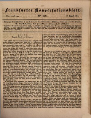 Frankfurter Konversationsblatt (Frankfurter Ober-Post-Amts-Zeitung) Donnerstag 19. August 1841