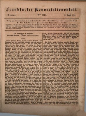 Frankfurter Konversationsblatt (Frankfurter Ober-Post-Amts-Zeitung) Montag 30. August 1841