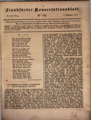 Frankfurter Konversationsblatt (Frankfurter Ober-Post-Amts-Zeitung) Donnerstag 2. September 1841