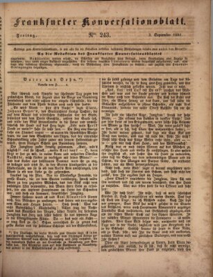 Frankfurter Konversationsblatt (Frankfurter Ober-Post-Amts-Zeitung) Freitag 3. September 1841