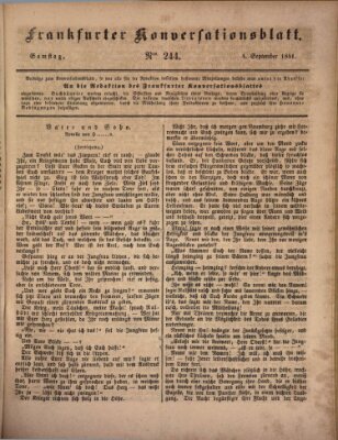 Frankfurter Konversationsblatt (Frankfurter Ober-Post-Amts-Zeitung) Samstag 4. September 1841