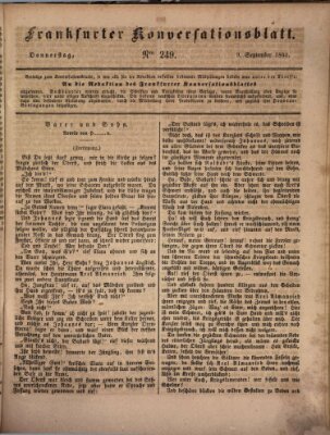 Frankfurter Konversationsblatt (Frankfurter Ober-Post-Amts-Zeitung) Donnerstag 9. September 1841