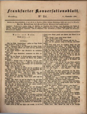 Frankfurter Konversationsblatt (Frankfurter Ober-Post-Amts-Zeitung) Samstag 11. September 1841