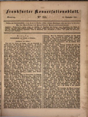 Frankfurter Konversationsblatt (Frankfurter Ober-Post-Amts-Zeitung) Montag 13. September 1841