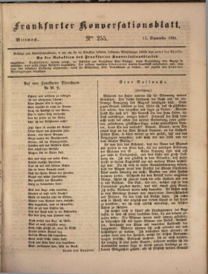 Frankfurter Konversationsblatt (Frankfurter Ober-Post-Amts-Zeitung) Mittwoch 15. September 1841