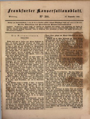 Frankfurter Konversationsblatt (Frankfurter Ober-Post-Amts-Zeitung) Montag 20. September 1841