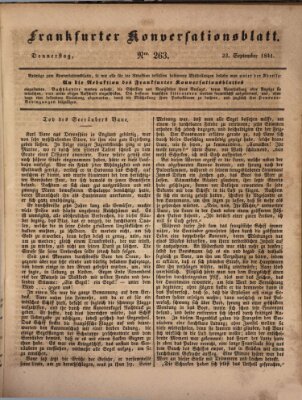 Frankfurter Konversationsblatt (Frankfurter Ober-Post-Amts-Zeitung) Donnerstag 23. September 1841