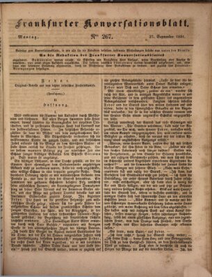 Frankfurter Konversationsblatt (Frankfurter Ober-Post-Amts-Zeitung) Montag 27. September 1841