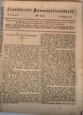 Frankfurter Konversationsblatt (Frankfurter Ober-Post-Amts-Zeitung) Donnerstag 30. September 1841