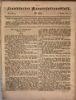 Frankfurter Konversationsblatt (Frankfurter Ober-Post-Amts-Zeitung) Dienstag 5. Oktober 1841