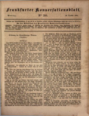 Frankfurter Konversationsblatt (Frankfurter Ober-Post-Amts-Zeitung) Montag 18. Oktober 1841