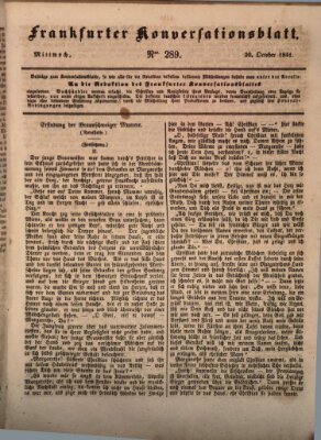 Frankfurter Konversationsblatt (Frankfurter Ober-Post-Amts-Zeitung) Mittwoch 20. Oktober 1841