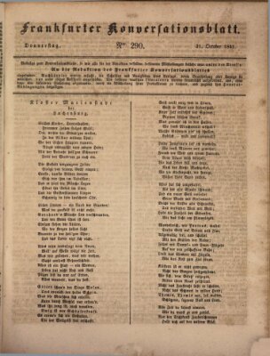 Frankfurter Konversationsblatt (Frankfurter Ober-Post-Amts-Zeitung) Donnerstag 21. Oktober 1841