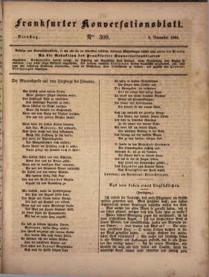 Frankfurter Konversationsblatt (Frankfurter Ober-Post-Amts-Zeitung) Dienstag 9. November 1841
