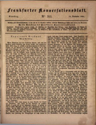 Frankfurter Konversationsblatt (Frankfurter Ober-Post-Amts-Zeitung) Samstag 13. November 1841