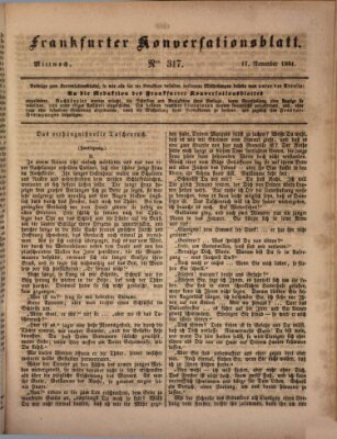 Frankfurter Konversationsblatt (Frankfurter Ober-Post-Amts-Zeitung) Mittwoch 17. November 1841