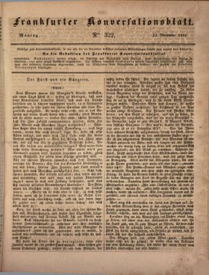 Frankfurter Konversationsblatt (Frankfurter Ober-Post-Amts-Zeitung) Montag 22. November 1841