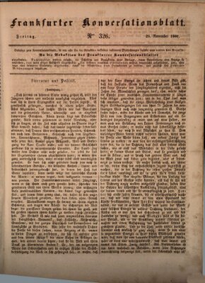 Frankfurter Konversationsblatt (Frankfurter Ober-Post-Amts-Zeitung) Freitag 26. November 1841