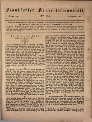 Frankfurter Konversationsblatt (Frankfurter Ober-Post-Amts-Zeitung) Sonntag 5. Dezember 1841