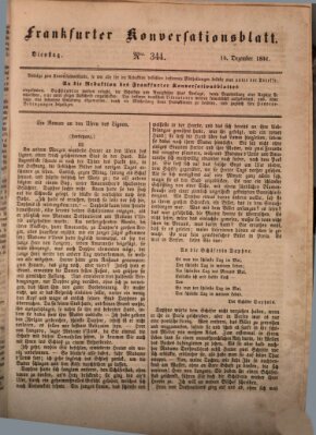 Frankfurter Konversationsblatt (Frankfurter Ober-Post-Amts-Zeitung) Dienstag 14. Dezember 1841