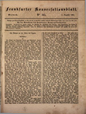 Frankfurter Konversationsblatt (Frankfurter Ober-Post-Amts-Zeitung) Mittwoch 15. Dezember 1841