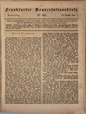 Frankfurter Konversationsblatt (Frankfurter Ober-Post-Amts-Zeitung) Donnerstag 23. Dezember 1841