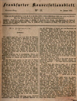 Frankfurter Konversationsblatt (Frankfurter Ober-Post-Amts-Zeitung) Donnerstag 13. Januar 1842