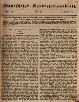 Frankfurter Konversationsblatt (Frankfurter Ober-Post-Amts-Zeitung) Montag 17. Januar 1842