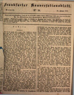 Frankfurter Konversationsblatt (Frankfurter Ober-Post-Amts-Zeitung) Mittwoch 26. Januar 1842