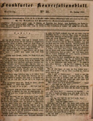 Frankfurter Konversationsblatt (Frankfurter Ober-Post-Amts-Zeitung) Sonntag 30. Januar 1842