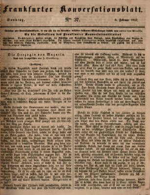 Frankfurter Konversationsblatt (Frankfurter Ober-Post-Amts-Zeitung) Sonntag 6. Februar 1842