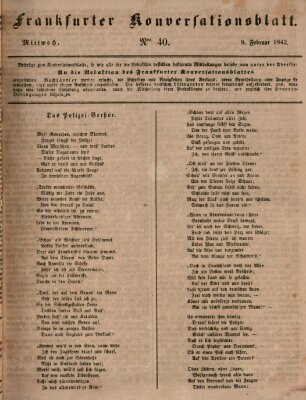 Frankfurter Konversationsblatt (Frankfurter Ober-Post-Amts-Zeitung) Mittwoch 9. Februar 1842