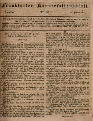 Frankfurter Konversationsblatt (Frankfurter Ober-Post-Amts-Zeitung) Samstag 19. Februar 1842