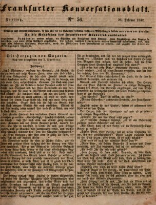 Frankfurter Konversationsblatt (Frankfurter Ober-Post-Amts-Zeitung) Freitag 25. Februar 1842