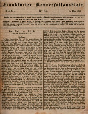 Frankfurter Konversationsblatt (Frankfurter Ober-Post-Amts-Zeitung) Samstag 5. März 1842