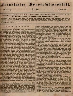 Frankfurter Konversationsblatt (Frankfurter Ober-Post-Amts-Zeitung) Montag 7. März 1842