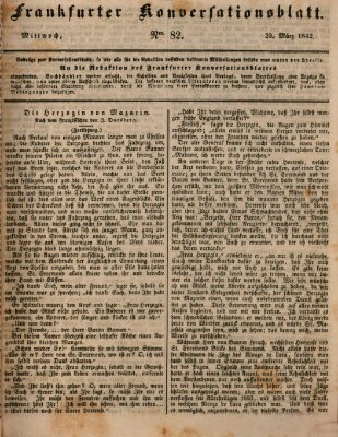 Frankfurter Konversationsblatt (Frankfurter Ober-Post-Amts-Zeitung) Mittwoch 23. März 1842