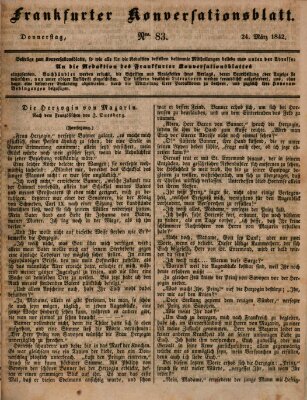 Frankfurter Konversationsblatt (Frankfurter Ober-Post-Amts-Zeitung) Donnerstag 24. März 1842