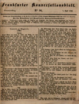 Frankfurter Konversationsblatt (Frankfurter Ober-Post-Amts-Zeitung) Donnerstag 7. April 1842