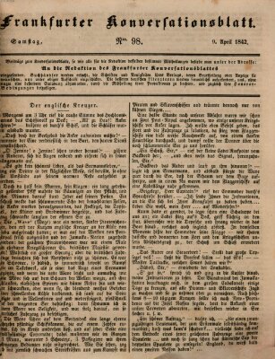 Frankfurter Konversationsblatt (Frankfurter Ober-Post-Amts-Zeitung) Samstag 9. April 1842