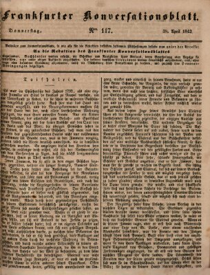 Frankfurter Konversationsblatt (Frankfurter Ober-Post-Amts-Zeitung) Donnerstag 28. April 1842