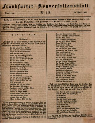 Frankfurter Konversationsblatt (Frankfurter Ober-Post-Amts-Zeitung) Freitag 29. April 1842