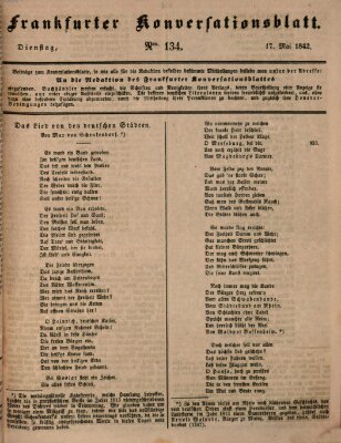 Frankfurter Konversationsblatt (Frankfurter Ober-Post-Amts-Zeitung) Dienstag 17. Mai 1842