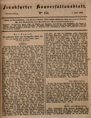 Frankfurter Konversationsblatt (Frankfurter Ober-Post-Amts-Zeitung) Donnerstag 2. Juni 1842