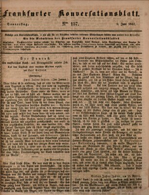 Frankfurter Konversationsblatt (Frankfurter Ober-Post-Amts-Zeitung) Donnerstag 9. Juni 1842