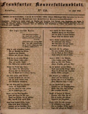 Frankfurter Konversationsblatt (Frankfurter Ober-Post-Amts-Zeitung) Samstag 11. Juni 1842